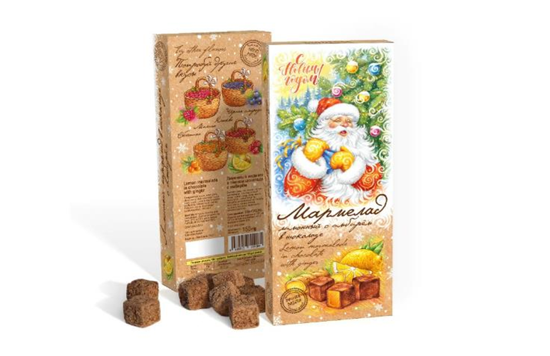  Сладарт(11443) Мармелад НОВОГОДНИЙ Лимонный с имбирём в тёмном шоколаде, 150г    в Новошахтинске